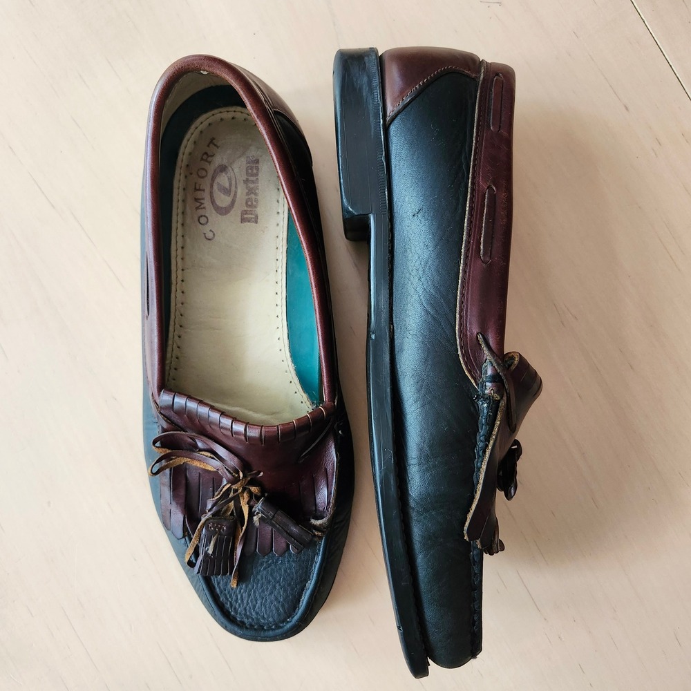 Vintage Dexter Tassel Loafers Mens 11 Leather Dark Green Brown Prep Academia